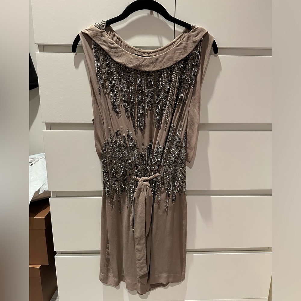 French Connection Taupe Sequin Mini